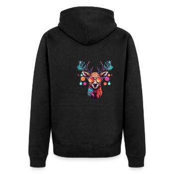 Renne avec boules de Noël et chapeau - Veste à capuche bio Premium Unisexe - noir - Dos - Nico (187cm)