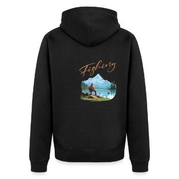Angeln Freizeit Besinnliche Stille Naturerlebnis - Unisex Premium Bio Zip Hoodie - Schwarz - Hinten - Nico (187cm)