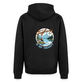 Angeln Freizeit Besinnliche Stille Naturerlebnis - Unisex Premium Bio Zip Hoodie - Schwarz - Hinten - Nico (187cm)