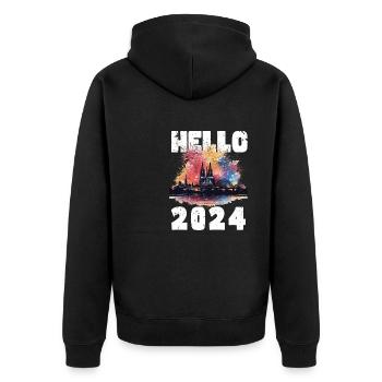 Bonne année avec feux d’artifice à Cologne - Veste à capuche bio Premium Unisexe - noir - Dos - Nico (187cm)