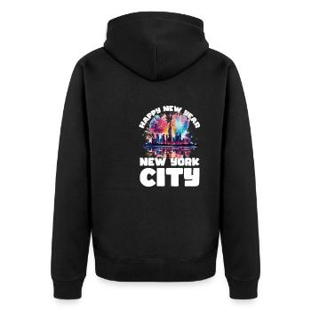 Happy New Year with fireworks in New York - Unisex Premium Organic Zip Hoodie - black - Back - Nico (187cm)