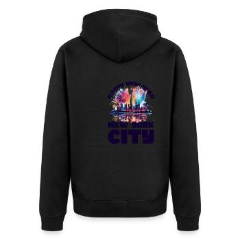 Bonne année avec feux d’artifice à New York - Veste à capuche bio Premium Unisexe - noir - Dos - Nico (187cm)