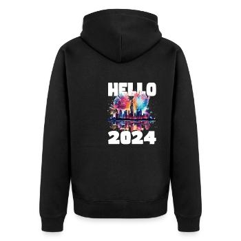 Happy New Year with fireworks in New York - Unisex Premium Organic Zip Hoodie - black - Back - Nico (187cm)