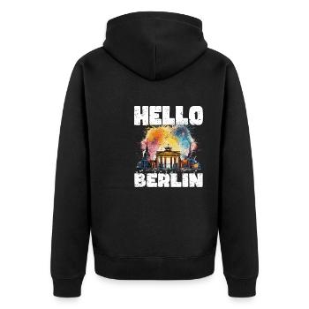 Bonne année avec feux d’artifice à Berlin - Veste à capuche bio Premium Unisexe - noir - Dos - Nico (187cm)