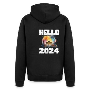 Bonne année avec feux d’artifice à Berlin - Veste à capuche bio Premium Unisexe - noir - Dos - Nico (187cm)