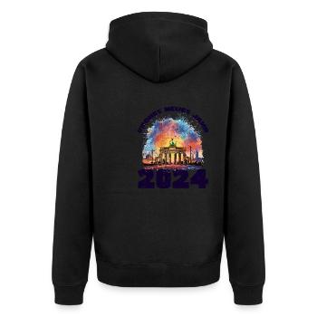 Bonne année avec feux d’artifice à Berlin - Veste à capuche bio Premium Unisexe - noir - Dos - Nico (187cm)