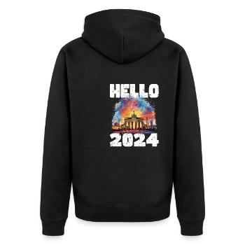 Bonne année avec feux d’artifice à Berlin - Veste à capuche bio Premium Unisexe - noir - Dos - Nico (187cm)