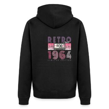 60. Geburtstag 2024 Feier best of Jahrgang 1964 - Unisex Premium Bio Zip Hoodie - Schwarz - Hinten - Nico (187cm)