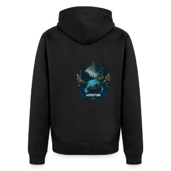 Jäger Bergsteiger Wanderer Abenteuer - Unisex Premium Bio Zip Hoodie - Schwarz - Hinten - Nico (187cm)