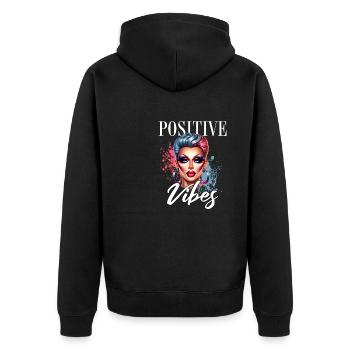 Positive Vibes LGBTQ+ Pride Artwork - Unisex Premium Organic Zip Hoodie - black - Back - Nico (187cm)
