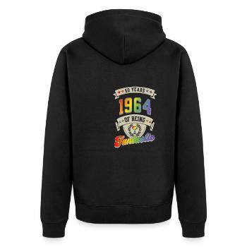 Vintage 1964 Geboren Limitierte Auflage - Unisex Premium Bio Zip Hoodie - Schwarz - Hinten - Nico (187cm)