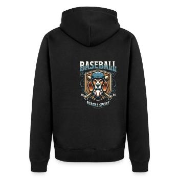 Baseball 2024 Beagle Sport - Einzigartiger Beagle - Unisex Premium Bio Zip Hoodie - Schwarz - Hinten - Nico (187cm)