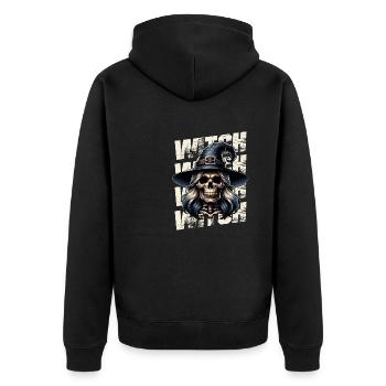 In einer Welt voller Prinzessinnen sei eine Hexe - Unisex Premium Bio Zip Hoodie - Schwarz - Hinten - Nico (187cm)