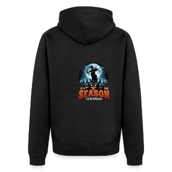 Chat effrayé, pas de friandises, juste des tours d’Halloween - Veste à capuche bio Premium Unisexe - noir - Dos - Nico (187cm)