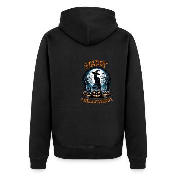 Chat effrayé, pas de friandises, juste des tours d’Halloween - Veste à capuche bio Premium Unisexe - noir - Dos - Nico (187cm)