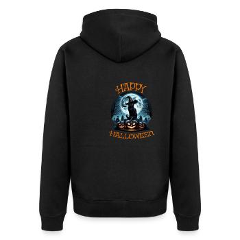 Chat effrayé, pas de friandises, juste des tours d’Halloween - Veste à capuche bio Premium Unisexe - noir - Dos - Nico (187cm)