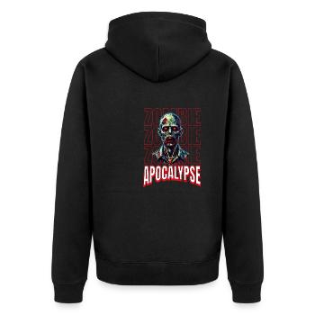 Zombie-Apokalypse-Fröhliches Halloween-Kunstwerk - Unisex Premium Bio Zip Hoodie - Schwarz - Hinten - Nico (187cm)