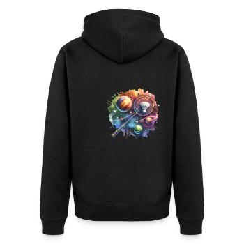 Cooles Badminton Federball Design - Unisex Premium Bio Zip Hoodie - Schwarz - Hinten - Nico (187cm)