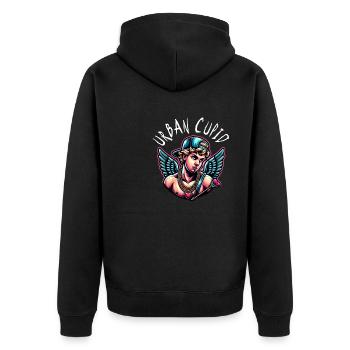 Cupid unites hearts with a single arrow - Unisex Premium Organic Zip Hoodie - black - Back - Nico (187cm)