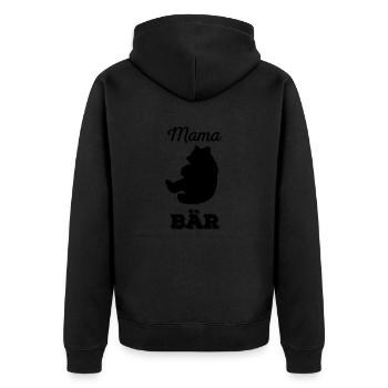 Mama Bär - Unisex Premium Bio Zip Hoodie - Schwarz - Hinten - Nico (187cm)