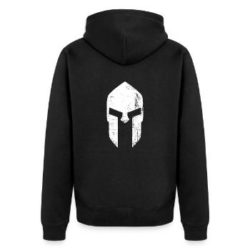 spartan helmet new white - Unisex Premium Bio Zip Hoodie - Schwarz - Hinten - Nico (187cm)