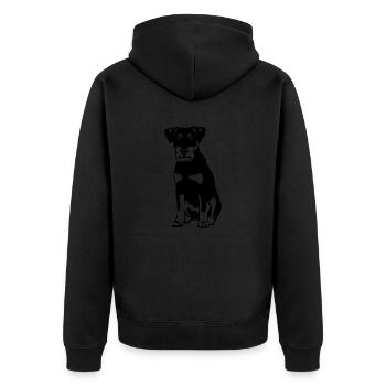 Deutscher Jagdterrier - Unisex Premium Bio Zip Hoodie - Schwarz - Hinten - Nico (187cm)