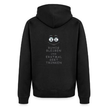 Sekt trinken - Unisex Premium Bio Zip Hoodie - Schwarz - Hinten - Nico (187cm)
