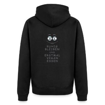 Vegan essen - Unisex Premium Bio Zip Hoodie - Schwarz - Hinten - Nico (187cm)
