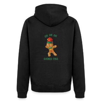 Dancing gingerbread man making a Dab - Unisex Premium Organic Zip Hoodie - black - Back - Nico (187cm)