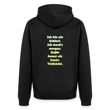Mach das, was dich glücklicht macht. - Unisex Premium Bio Zip Hoodie - Schwarz - Hinten - Nico (187cm)