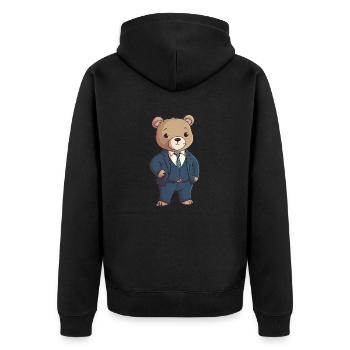 Ours en costume - Veste à capuche bio Premium Unisexe - noir - Dos - Nico (187cm)