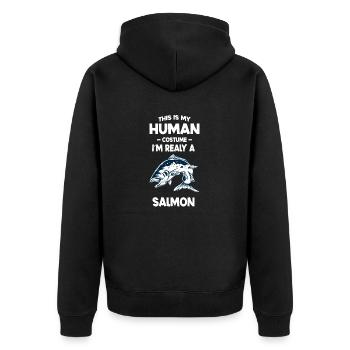 This is My Human Costume I'm Really A Salmon - Unisex Premium Organic Zip Hoodie - black - Back - Nico (187cm)
