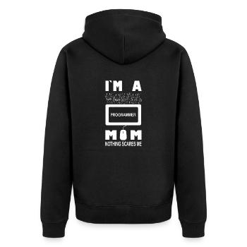 Ich bin eine Programmiererin, Mama, nichts macht mir Angst - Unisex Premium Bio Zip Hoodie - Schwarz - Hinten - Nico (187cm)
