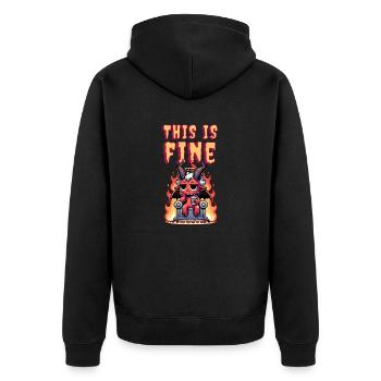 cute devil with coffee | this is fine meme - Unisex Premium Organic Zip Hoodie - black - Back - Nico (187cm)