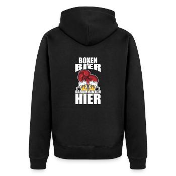 Funny saying: Boxing, beer, that's why I'm here - Unisex Premium Organic Zip Hoodie - black - Back - Nico (187cm)