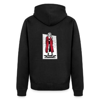 Mädchen auf Skateboard - Unisex Premium Bio Zip Hoodie - Schwarz - Hinten - Nico (187cm)