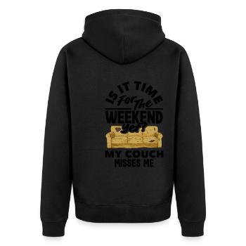 My Couch Misses Me Relaxation - Unisex Premium Bio Zip Hoodie - Schwarz - Hinten - Nico (187cm)