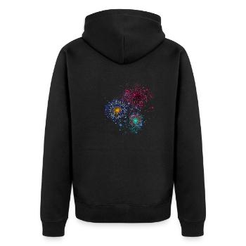 Feux d’artifice,Fusées,Étoiles,Réveillon du Nouvel An,Coloré - Veste à capuche bio Premium Unisexe - noir - Dos - Nico (187cm)
