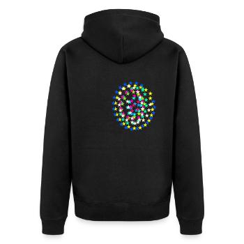 Sterne, bunte Sterne, Kreis - Unisex Premium Bio Zip Hoodie - Schwarz - Hinten - Nico (187cm)