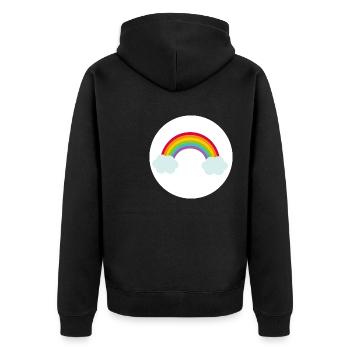 Ours porte-bonheur, Costume, Arc-en-ciel, Rose - Veste à capuche bio Premium Unisexe - noir - Dos - Nico (187cm)