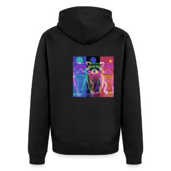 raccoon,graffiti,grey, watercolour,urban - Unisex Premium Organic Zip Hoodie - black - Back - Nico (187cm)