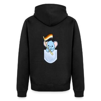 Elephant in pocket Gay Bear Pride - Unisex Premium Organic Zip Hoodie - black - Back - Nico (187cm)