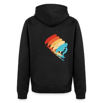 Damen wingsurf Herren wingfoil wingsurfen - Unisex Premium Bio Zip Hoodie - Schwarz - Hinten - Nico (187cm)
