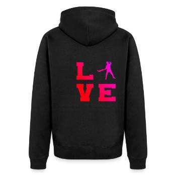 Pelota Herren Pelota vasca Damen Basque Pelota - Unisex Premium Bio Zip Hoodie - Schwarz - Hinten - Nico (187cm)