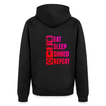 Snowboard Herren Damen Wintersport Snowboarding - Unisex Premium Bio Zip Hoodie - Schwarz - Hinten - Nico (187cm)