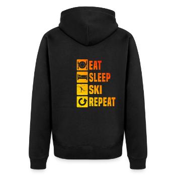Langlauf Classic Damen Langlauf Skate Langlauf - Unisex Premium Bio Zip Hoodie - Schwarz - Hinten - Nico (187cm)