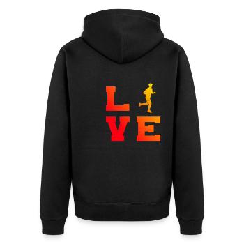 Jogging Running Marathon Women's Running - Unisex Premium Organic Zip Hoodie - black - Back - Nico (187cm)
