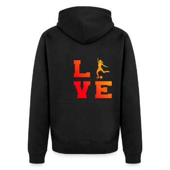 Herren Fussball Fussballer Fussballspieler - Unisex Premium Bio Zip Hoodie - Schwarz - Hinten - Nico (187cm)