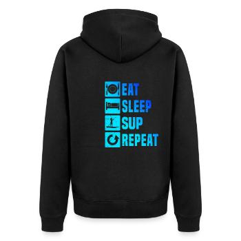 Stand up Paddling Board Herren Standup Paddling - Unisex Premium Bio Zip Hoodie - Schwarz - Hinten - Nico (187cm)