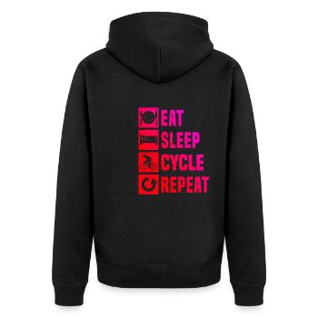 Damen Rennradfahren Roadbike Road Bike Rennradfahr - Unisex Premium Bio Zip Hoodie - Schwarz - Hinten - Nico (187cm)